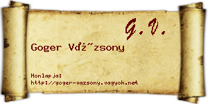 Goger Vázsony névjegykártya